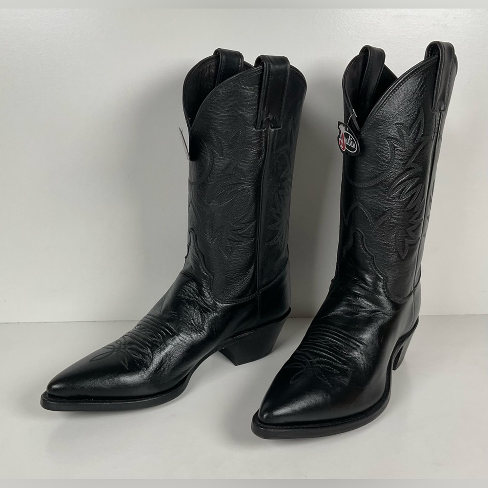 Justin London Calf Cowgirl Boots | USA Made | Black | Women’s 7.5 B